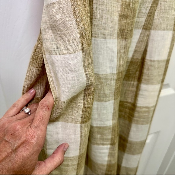 Gal Meets Glam Bailey Gingham Wide-Leg Jumpsuit Tan Ivory Size 6 - Picture 9 of 14